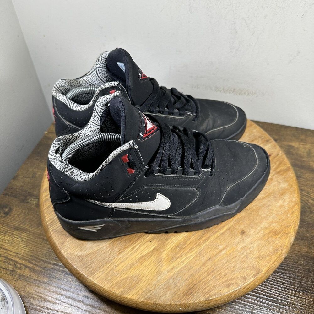 Nike Air Flight 89 Shoes Mens Size 8 Black White Red DQ7687-003 Retro Sneakers
